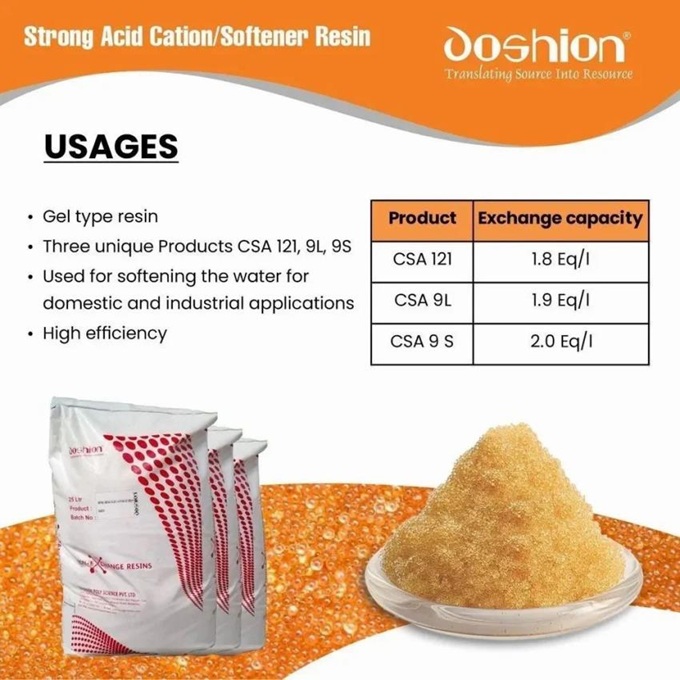water softener resin dosion